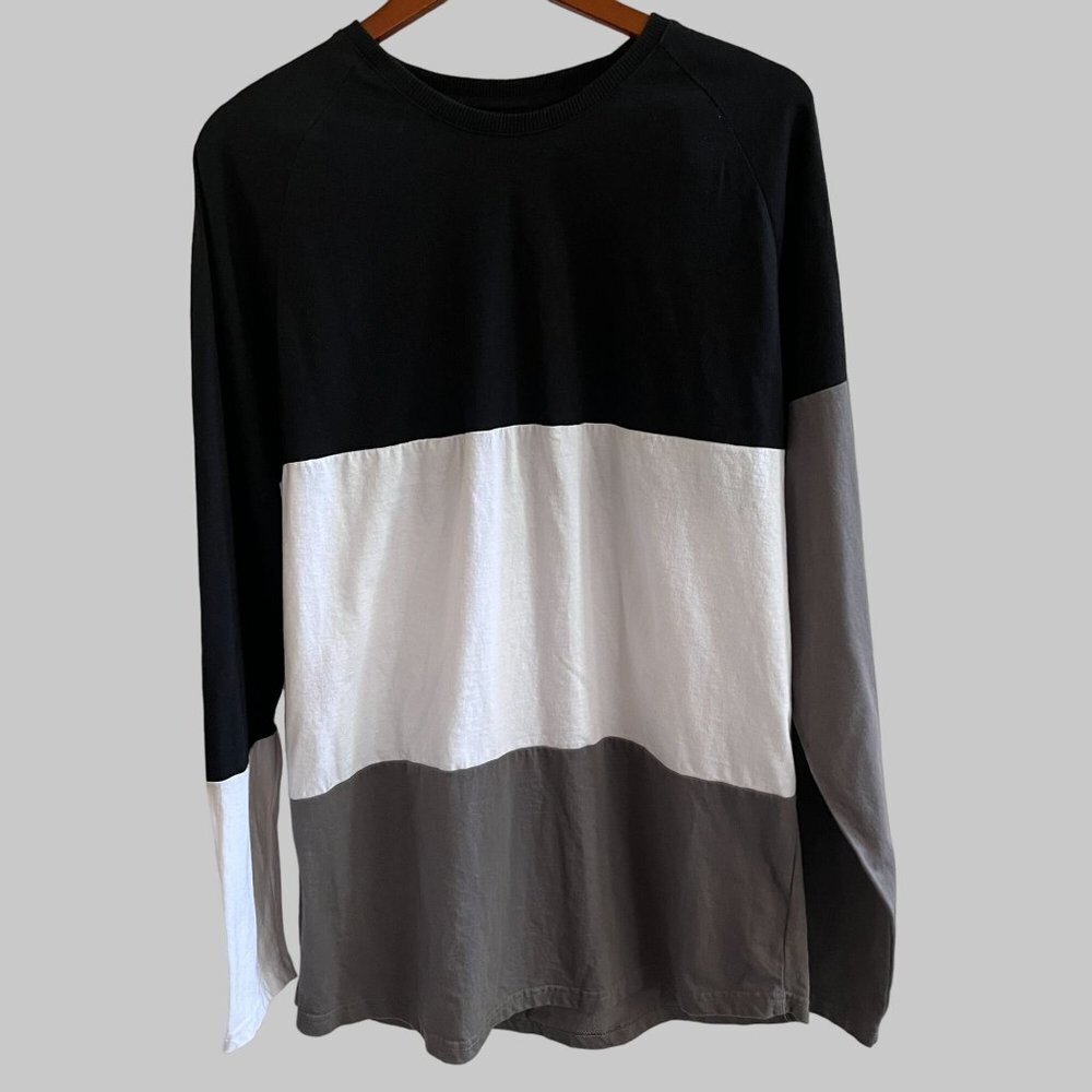Mens 2XL Multicolor Black White Gray Pullover Sweater Long Sleeve Crew Neck‎
